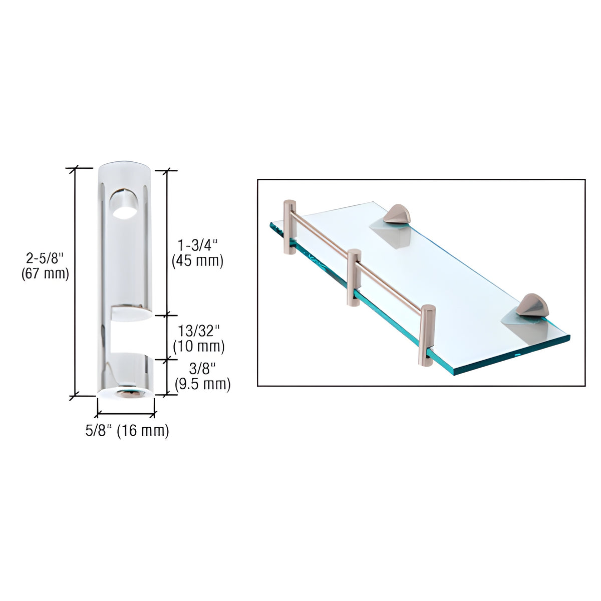 CRL Chrome Center Rod Support