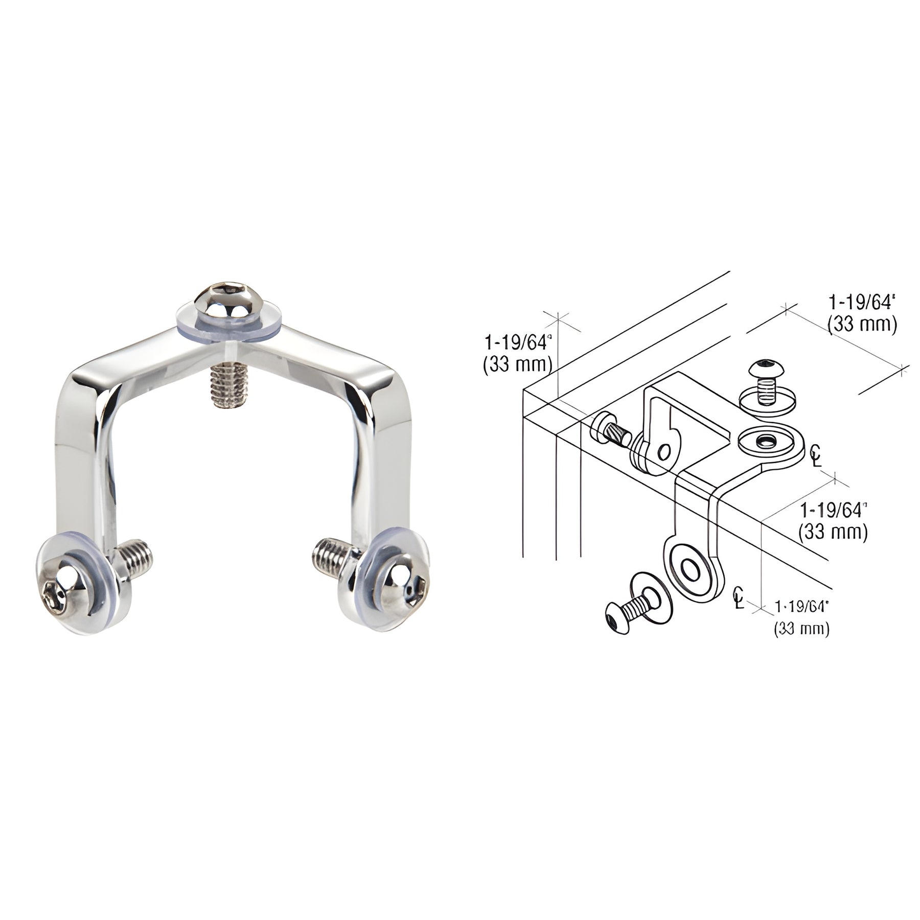 CRL Chrome Deluxe 3-Way Glass Corner Connector