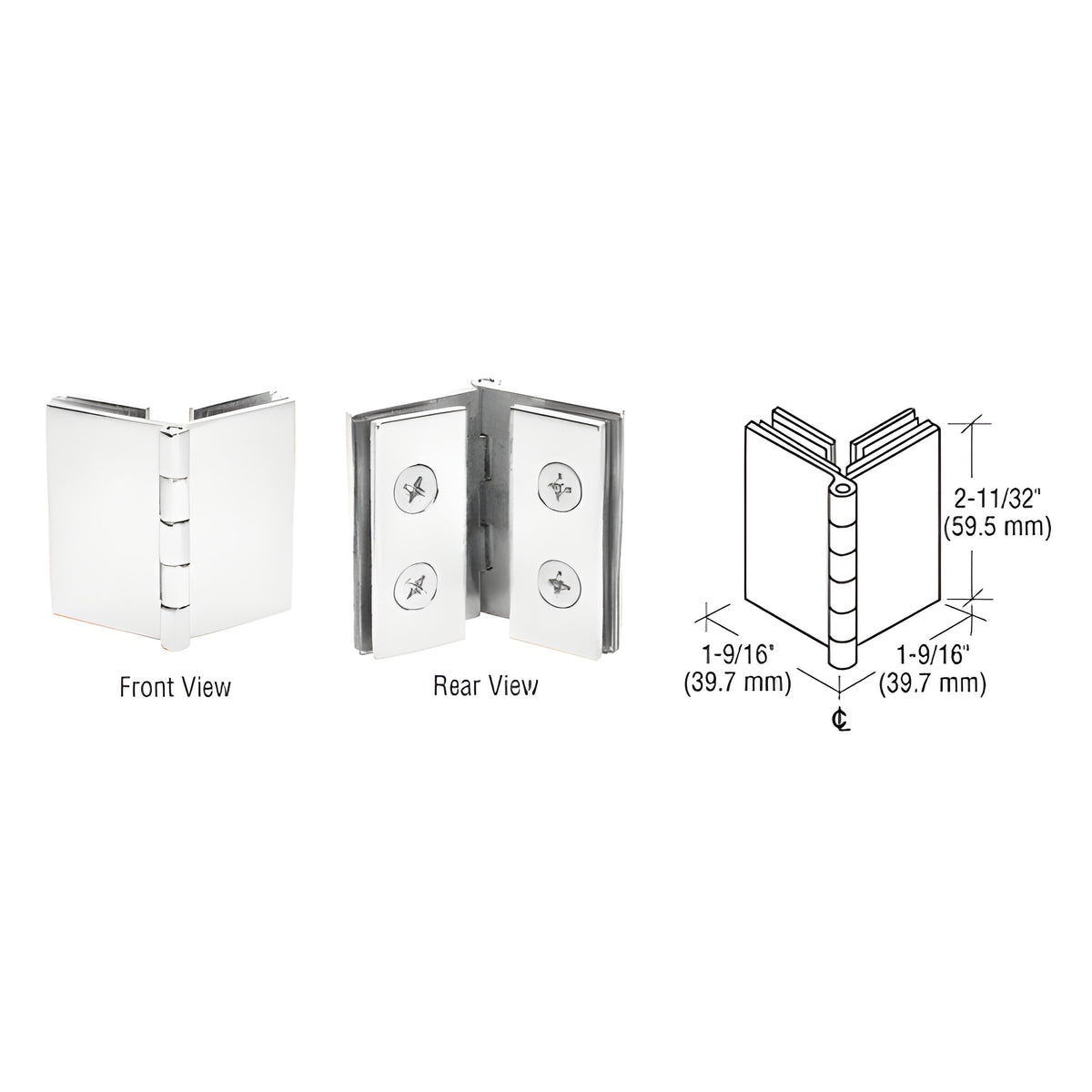 CRL Chrome Double Glass-to-Glass 90 Degree Return Hinge