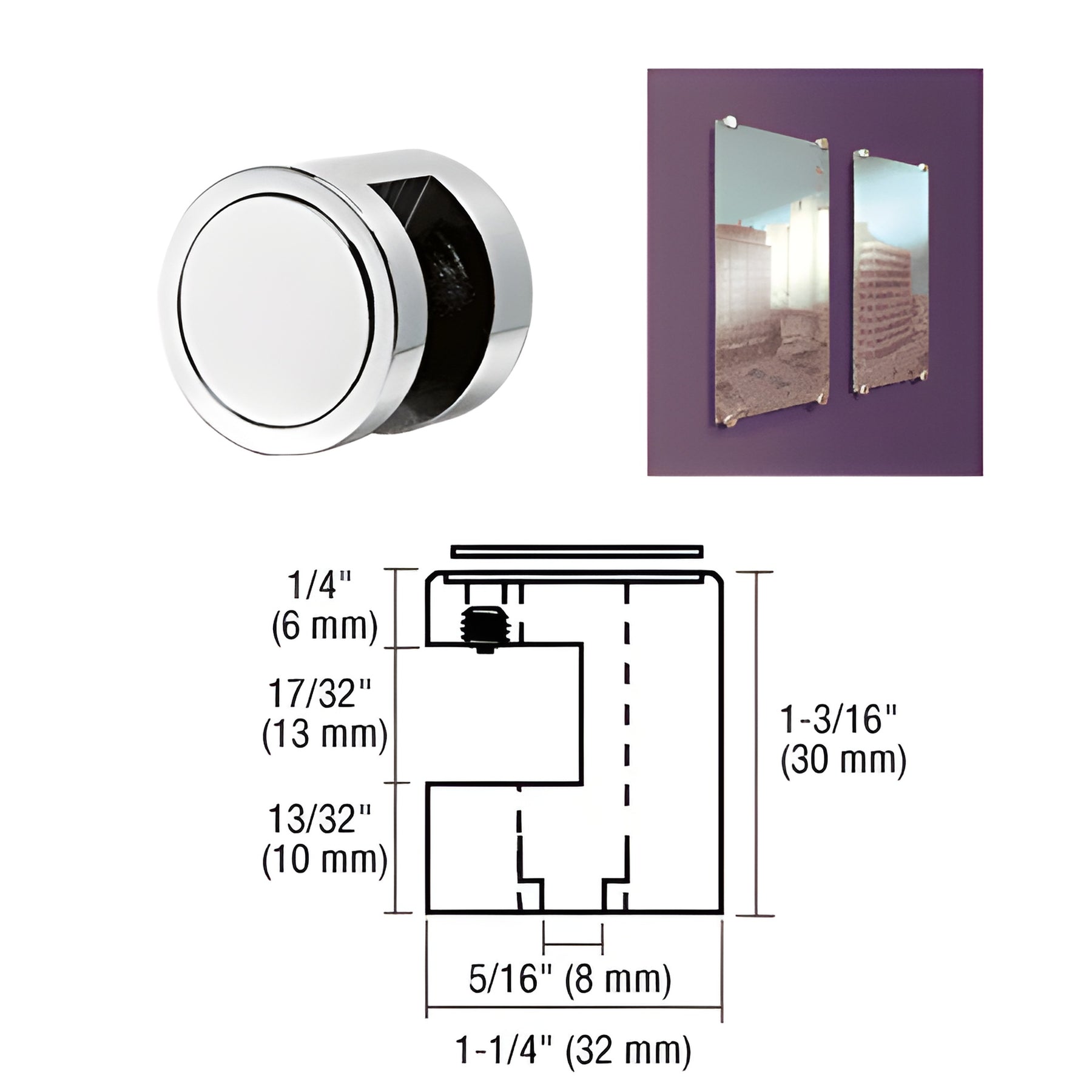 CRL Chrome Edge Grip for 1/2" Material