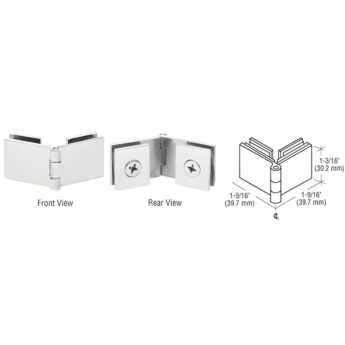 CRL Chrome Glass-to-Glass 90 Degree Return Hinge