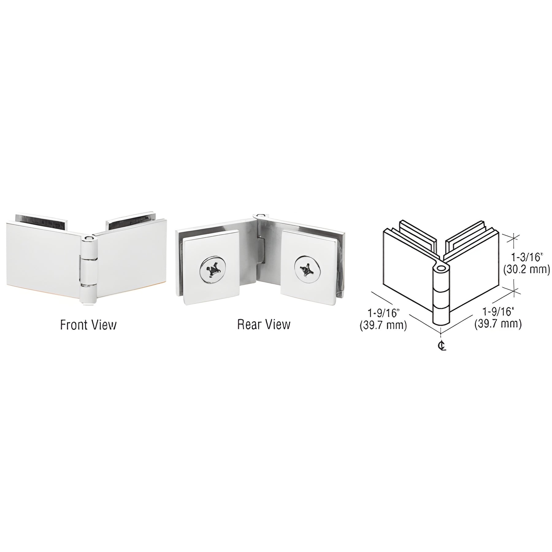 CRL Chrome Glass-to-Glass 90 Degree Return Hinge