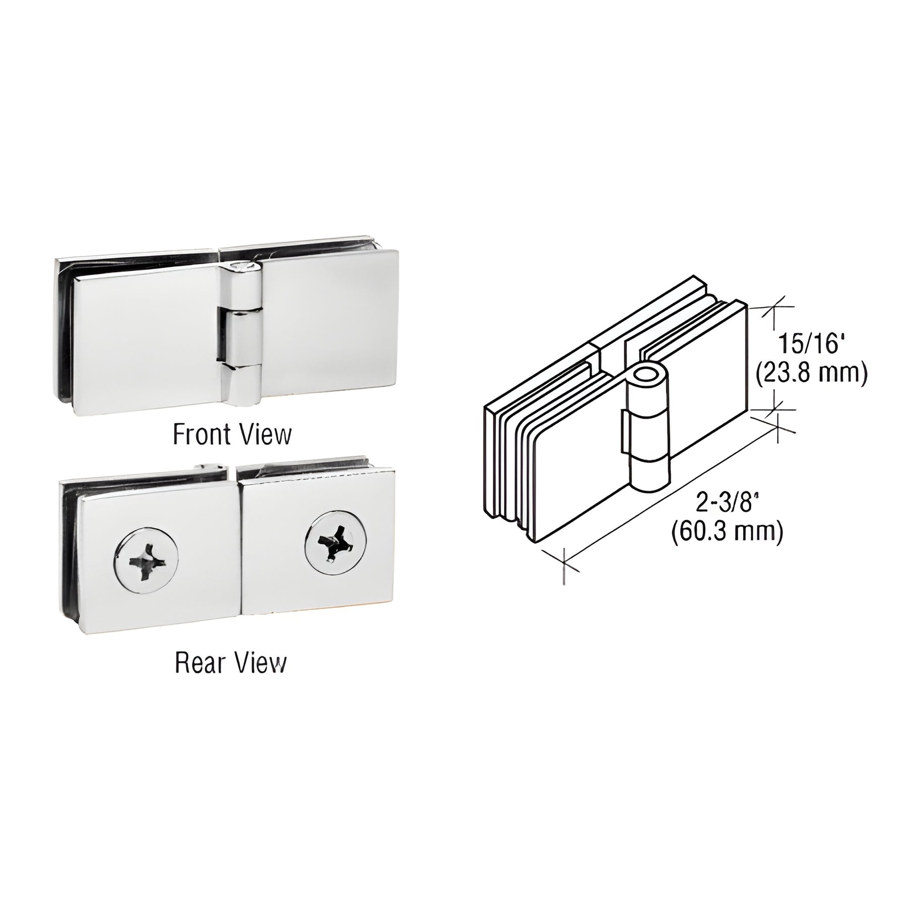 CRL Chrome Glass-to-Glass Inline Hinges