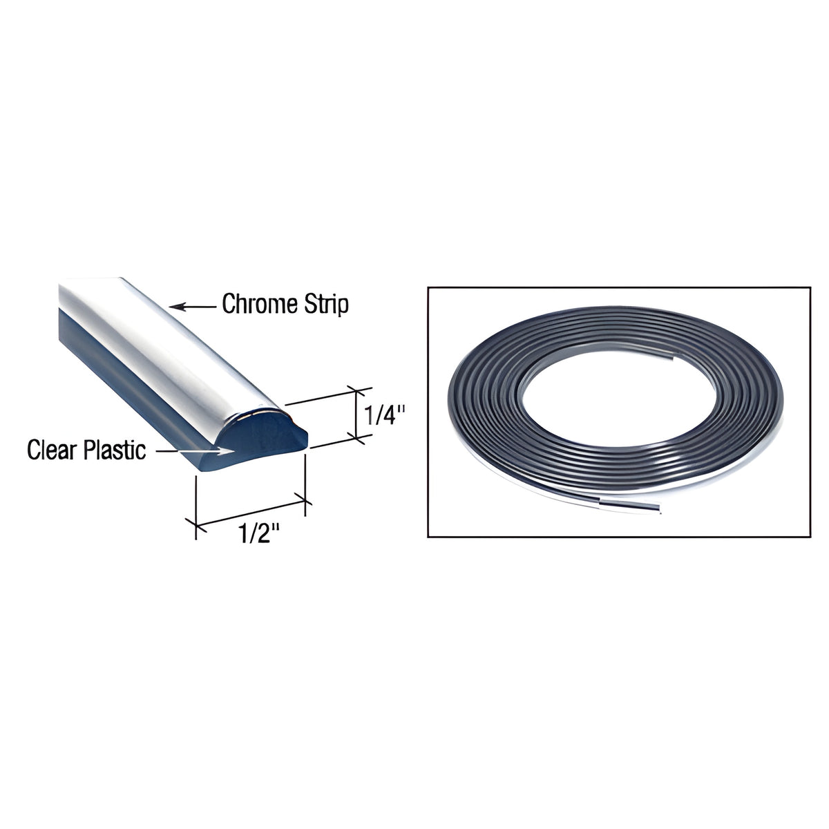 CRL Chrome Locking Strip for 1973-1990 Chevy/GMC Truck Windshield - 16' Roll
