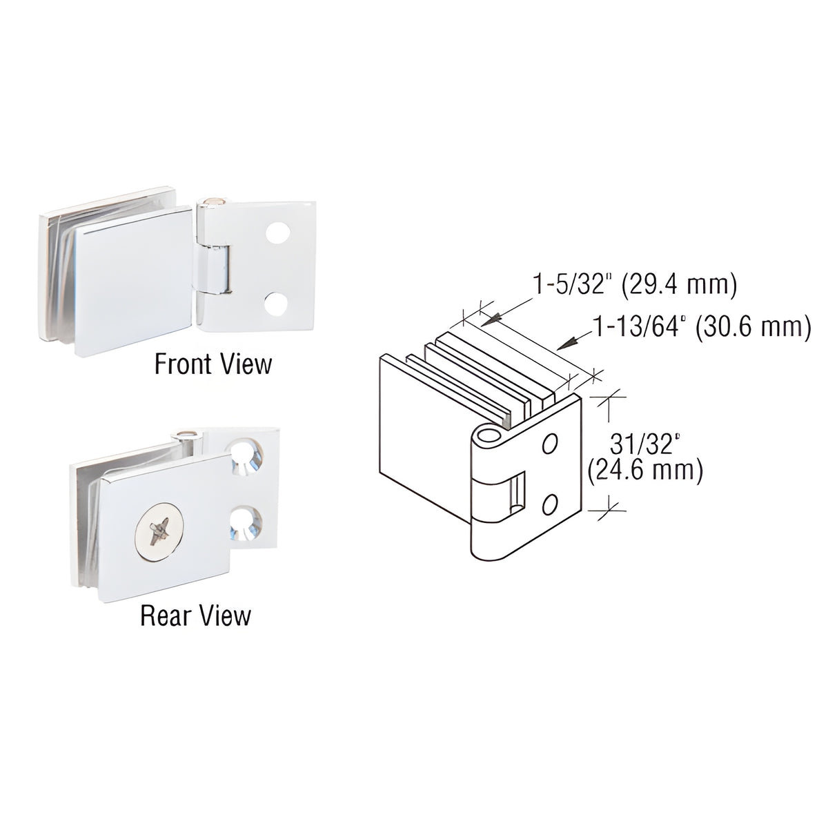 CRL Chrome Single Wall-to-Glass Hinges