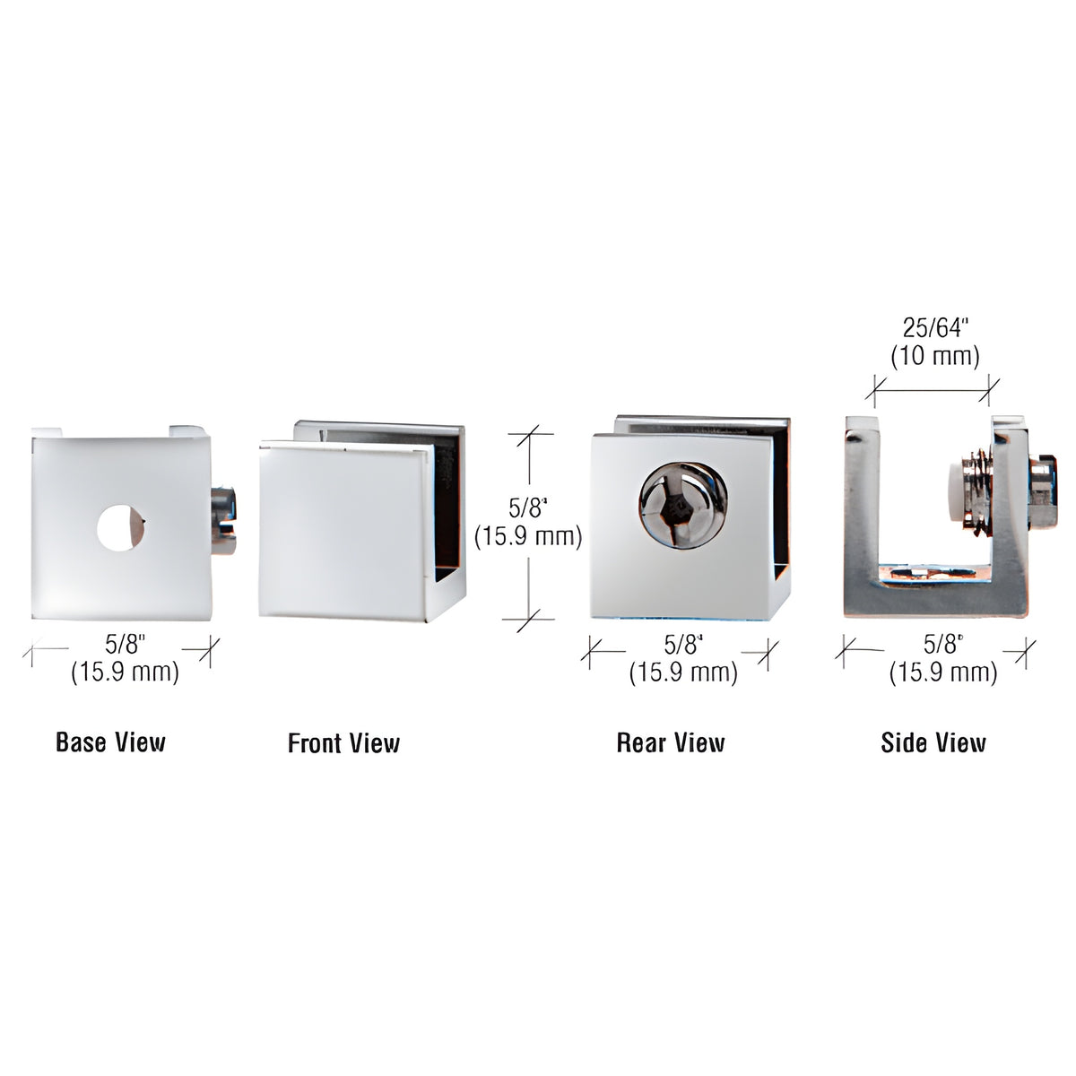 CRL Chrome Small Set Screw Clamp for 1/4" to 5/16" Glass - 10/Pk