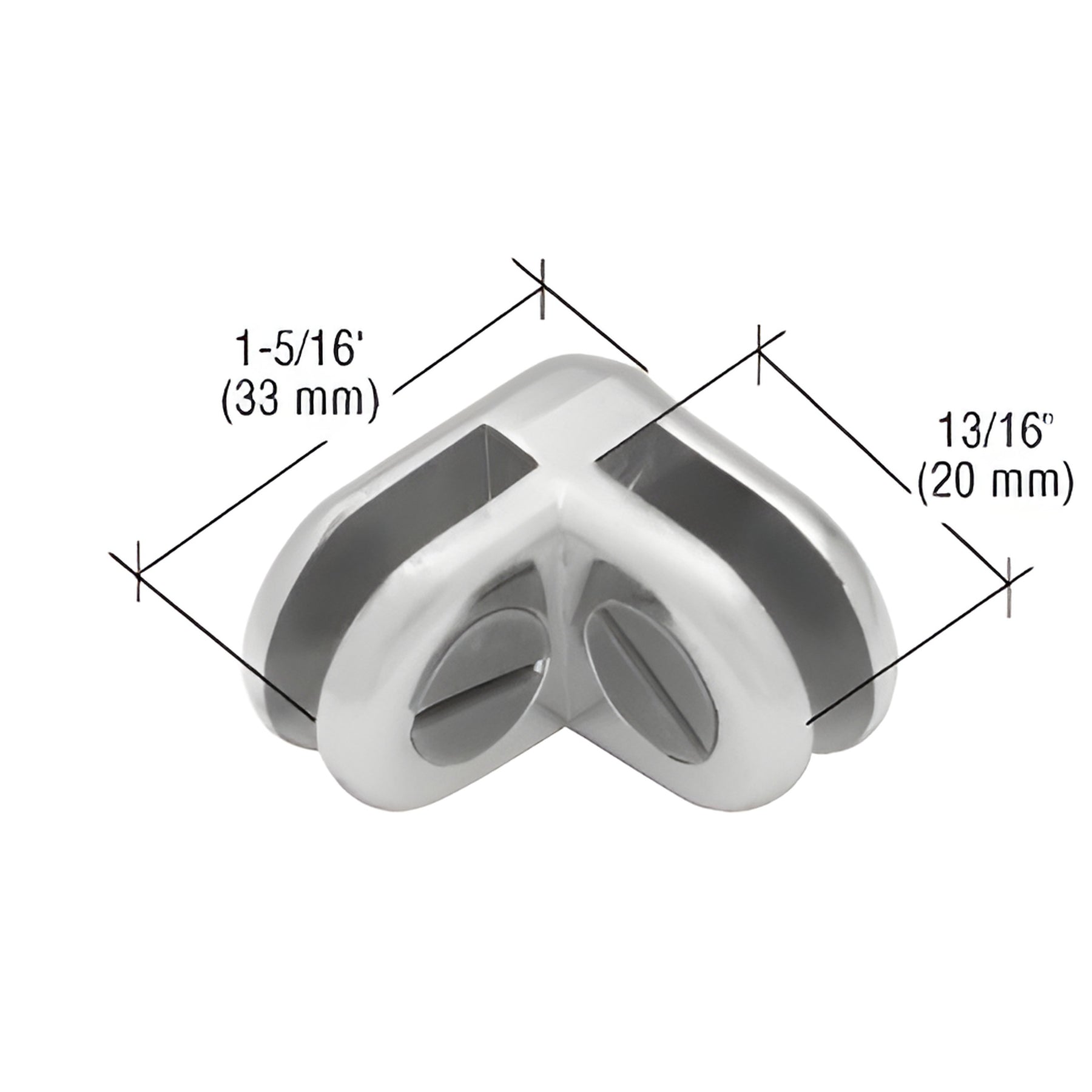 CRL Chrome Two-Way 90 Degree Display Connector