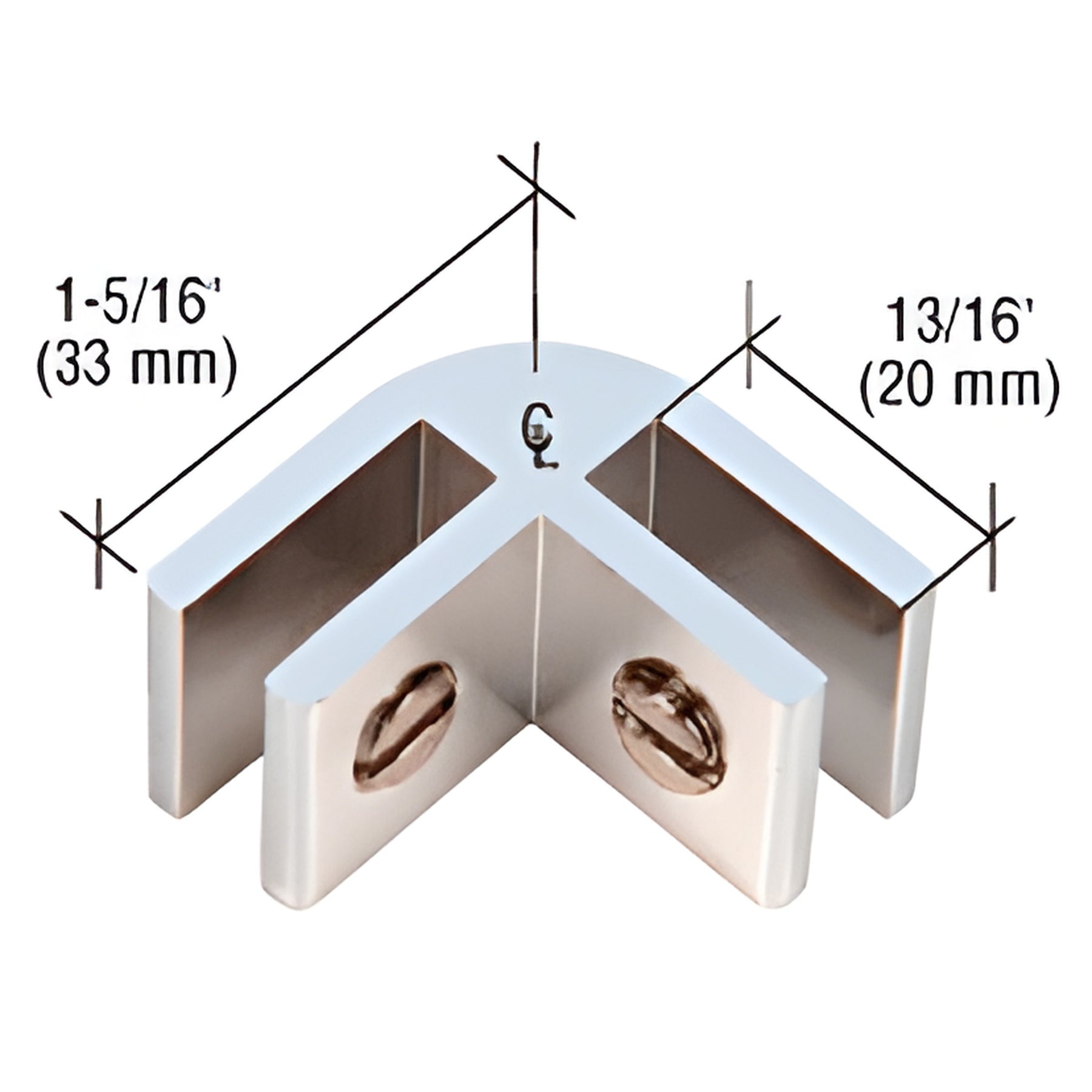 CRL Chrome Two-Way Aluminum 90 Degree Glass Connector