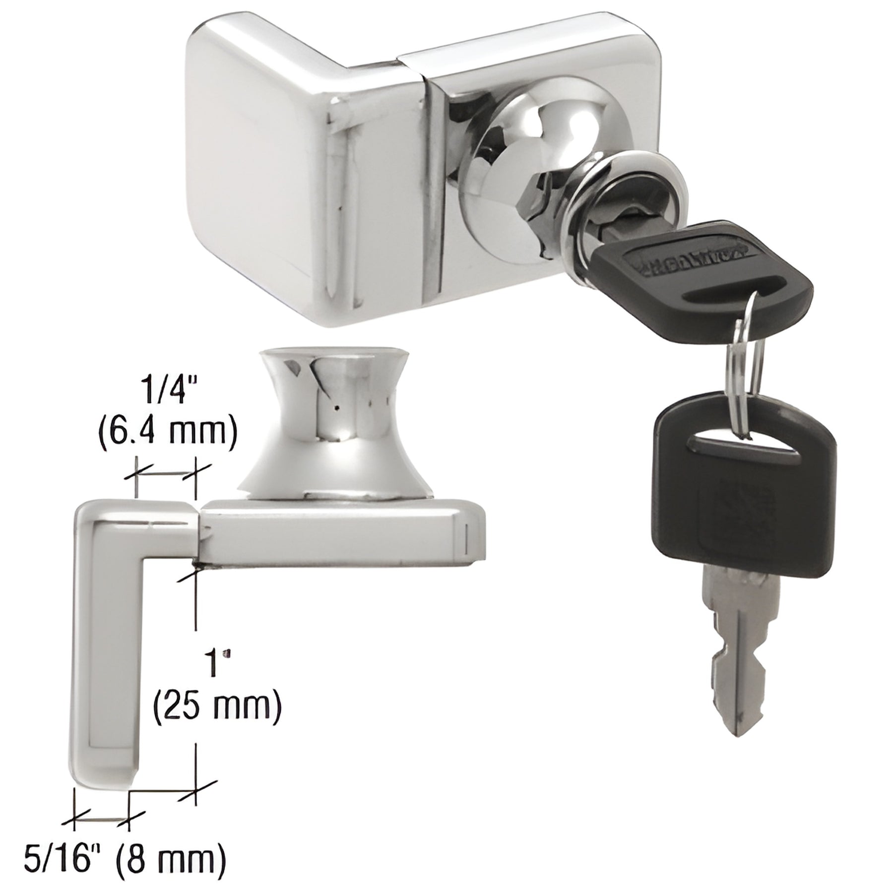 CRL Chrome UV Glass Door Lock for Inset Doors - Keyed Alike
