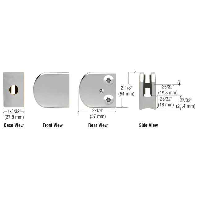 CRL Chrome Z-Series Large Round Clamp for 3/8" Glass