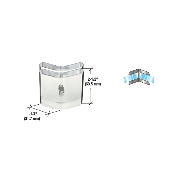 CRL Clear Acrylic 135º Mall Glass Clamp