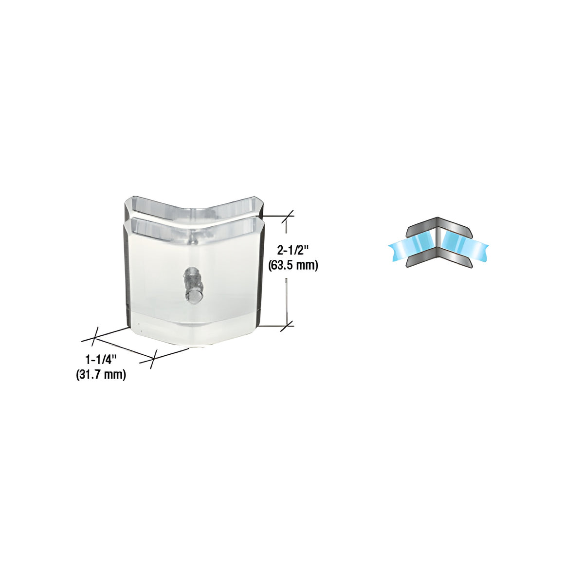 CRL Clear Acrylic 135º Mall Glass Clamp