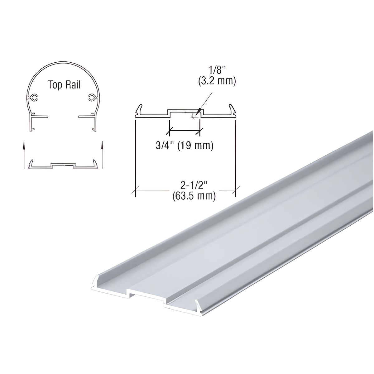 CRL Clear Anodized 241" Top Rail Infill for Pickets
