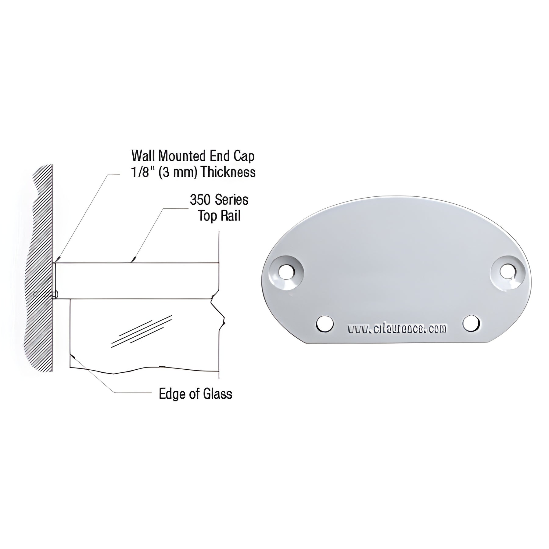 CRL Clear Anodized 350X Series Wall Mount End Cap