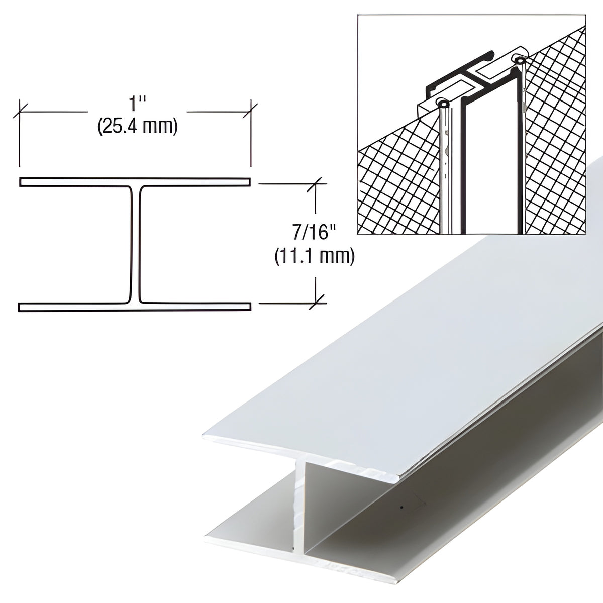 CRL Clear Anodized 7/16" Extruded Aluminum Splicing Bar - 12' Length