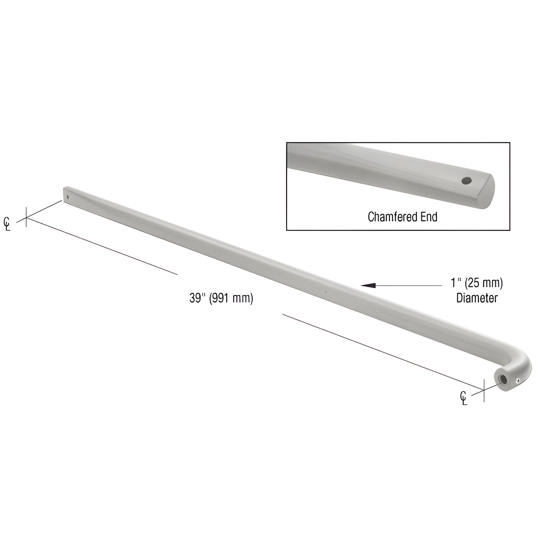 CRL Clear Anodized Astral II Solid Push Bar for 39" Double Acting Doors