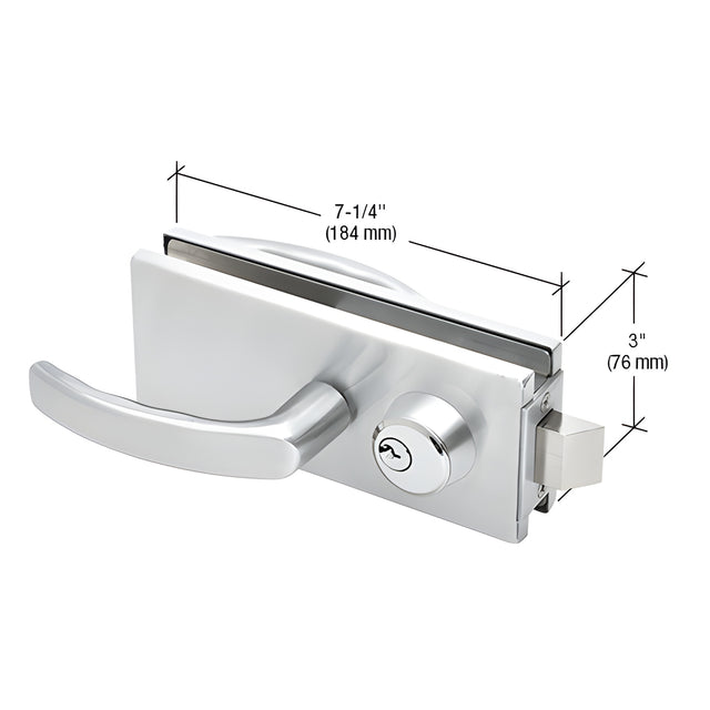 CRL Clear Anodized Glass Mounted Latch with Lock, Thumbturn, and Lever Handles- North American