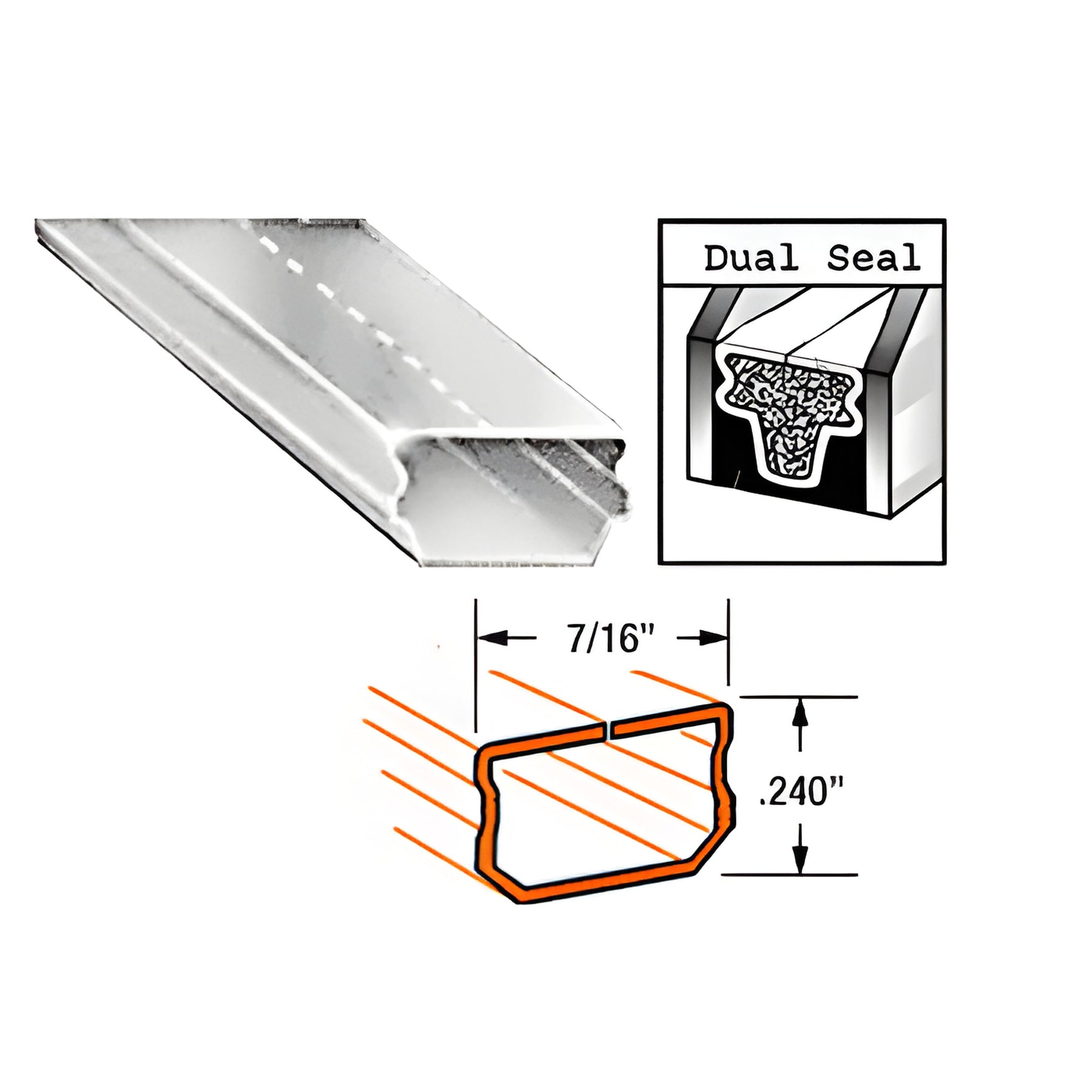 CRL Clear Anodized Low-Profile 7/16" Wide Dual Seal Aluminum Spacer