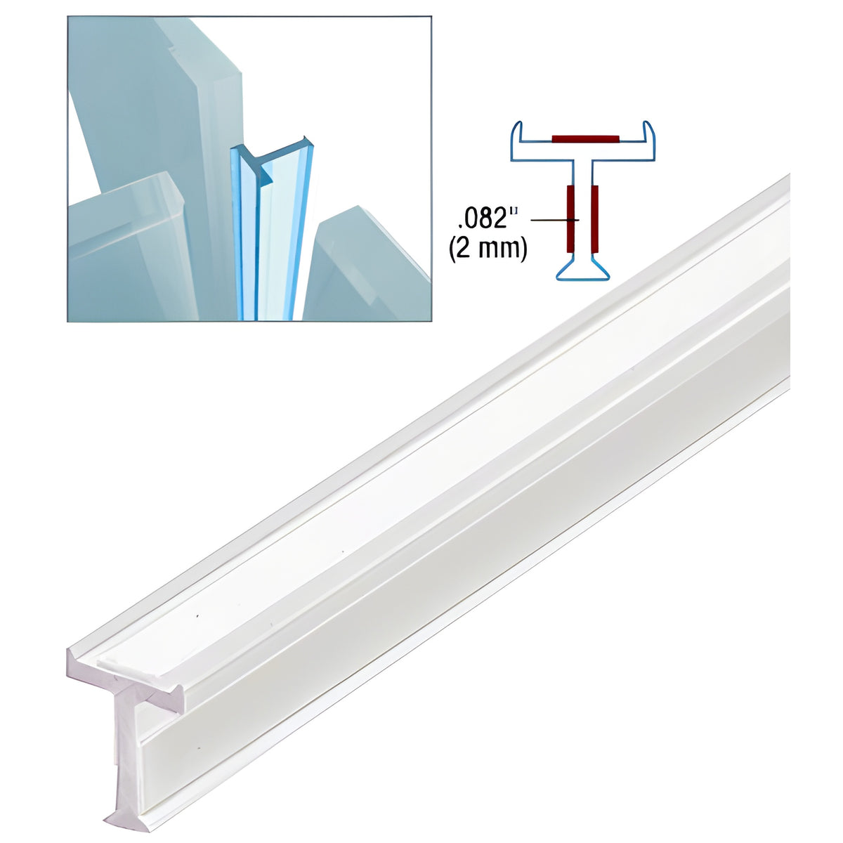 CRL Clear Copolymer Strip for T-Joint Junctions Where 3 Glass Panels Meet - 12.8mm Laminated Glass