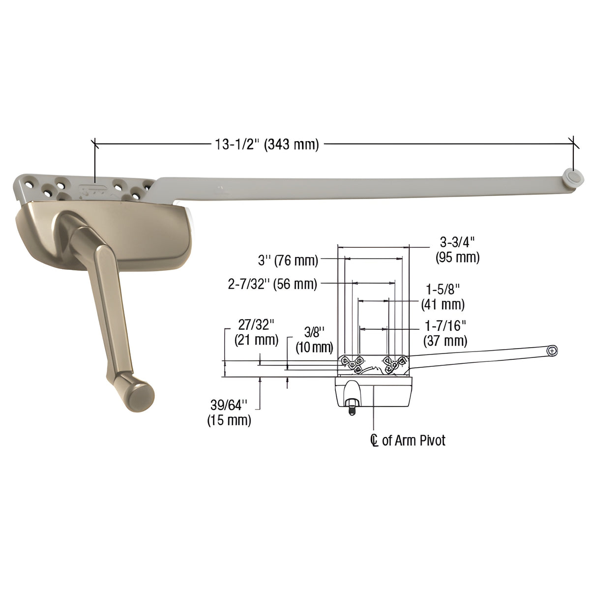CRL Coppertone Left Hand Ellipse Style Casement Operator with 13-1/2" Single Arm