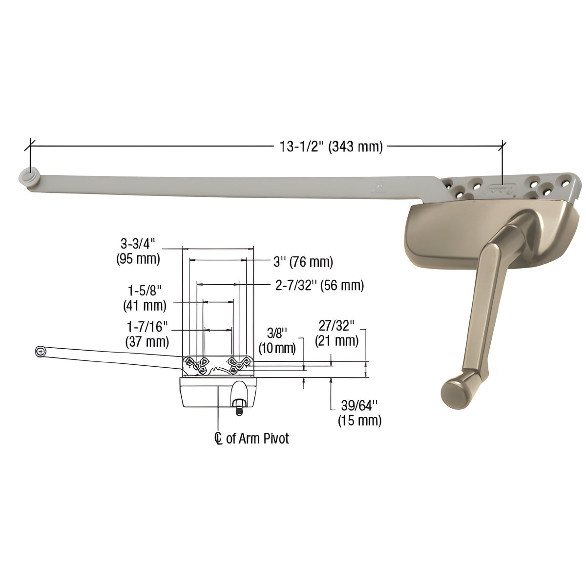 CRL Coppertone Right Hand Ellipse Style Casement Operator with 13-1/2" Single Arm
