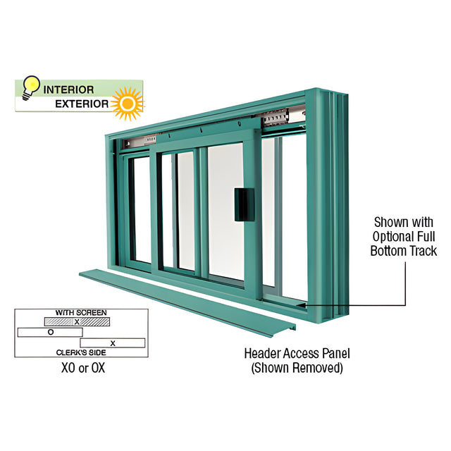 CRL Custom Color Custom KYNAR® Paint DW Series Manual Deluxe Sliding Service Window OX or XO with Screen