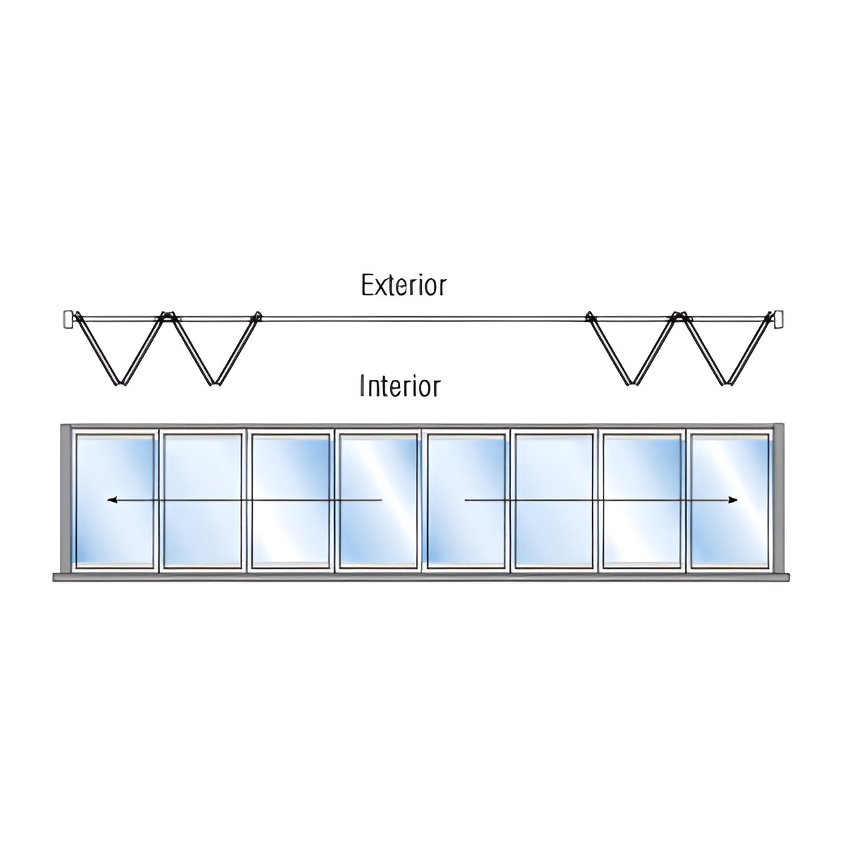 CRL Custom KYNAR® Paint S55R Monterey 4+4 Bi-Fold Bi-Part Interior Swing with Flush Sill