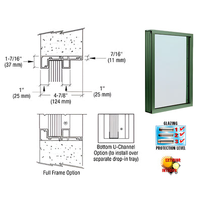 CRL Custom KYNAR® Painted (Specify) Aluminum Standard Inset Frame Exterior Glazed Vision Window