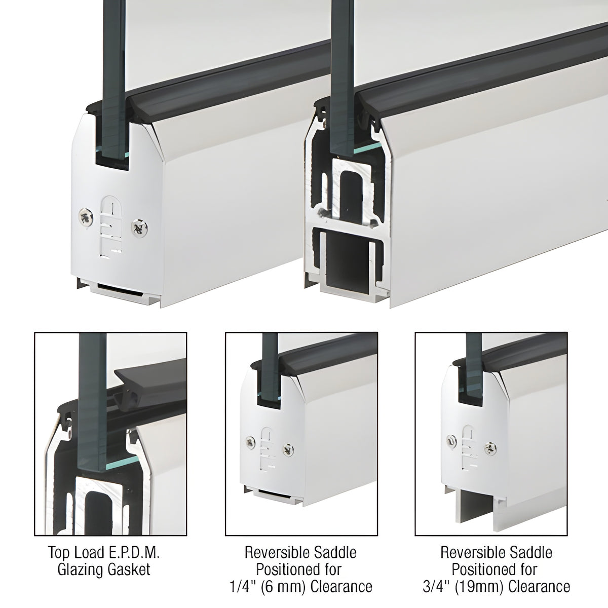 CRL Custom Length Polished Stainless 2-5/16" Low Profile Tapered Sidelite Rail With Saddle
