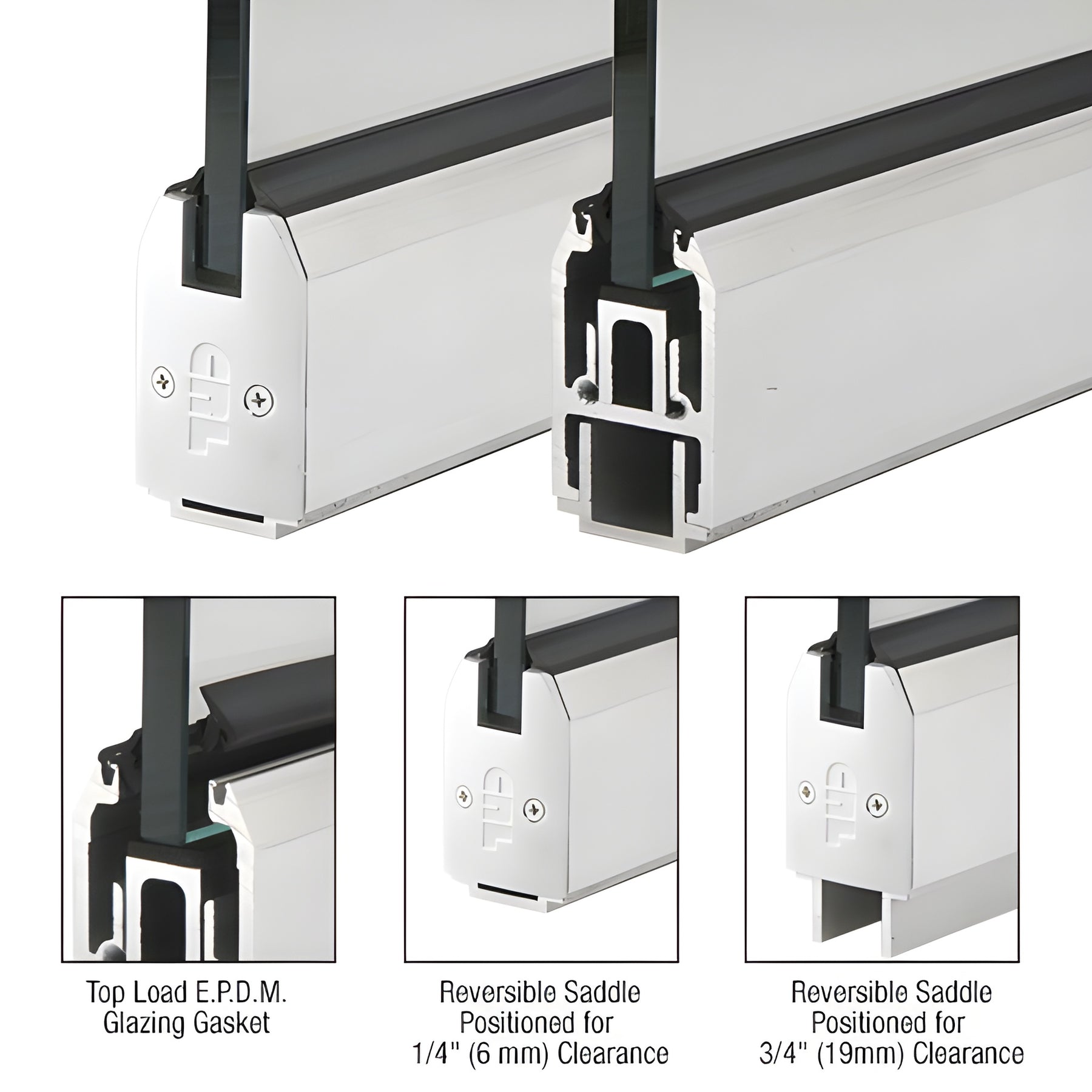 CRL Custom Length Satin Anodized 2-5/16" Low Profile Tapered Sidelite Rail With Saddle