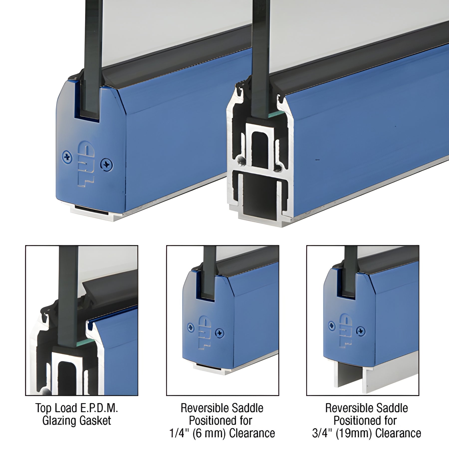 CRL Custom Length and Painted 2-5/16" Low Profile Tapered Sidelite Rail With Saddle