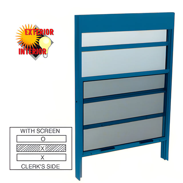 CRL Custom Powder Painted Vertical Sliding Service Windows with Sash Balances and 1/4" Glass with Screen