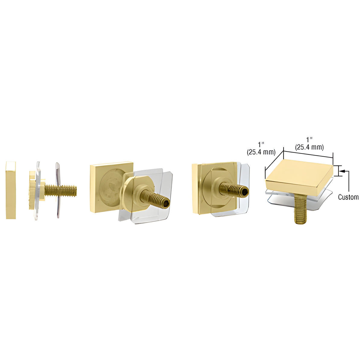 CRL Custom Satin Brass 1" Square Standoff Cap