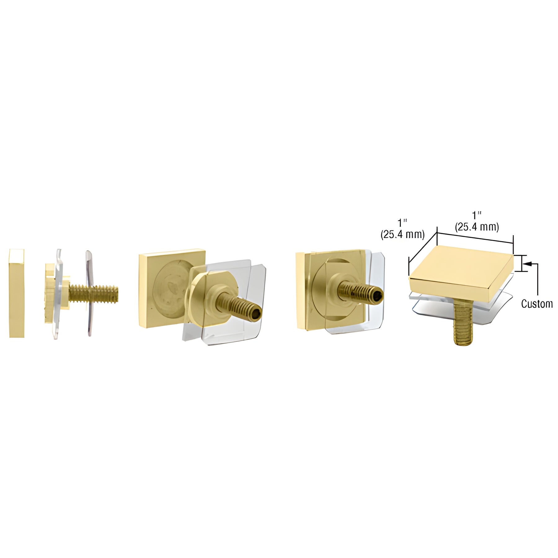 CRL Custom Satin Brass 1" Square Standoff Cap
