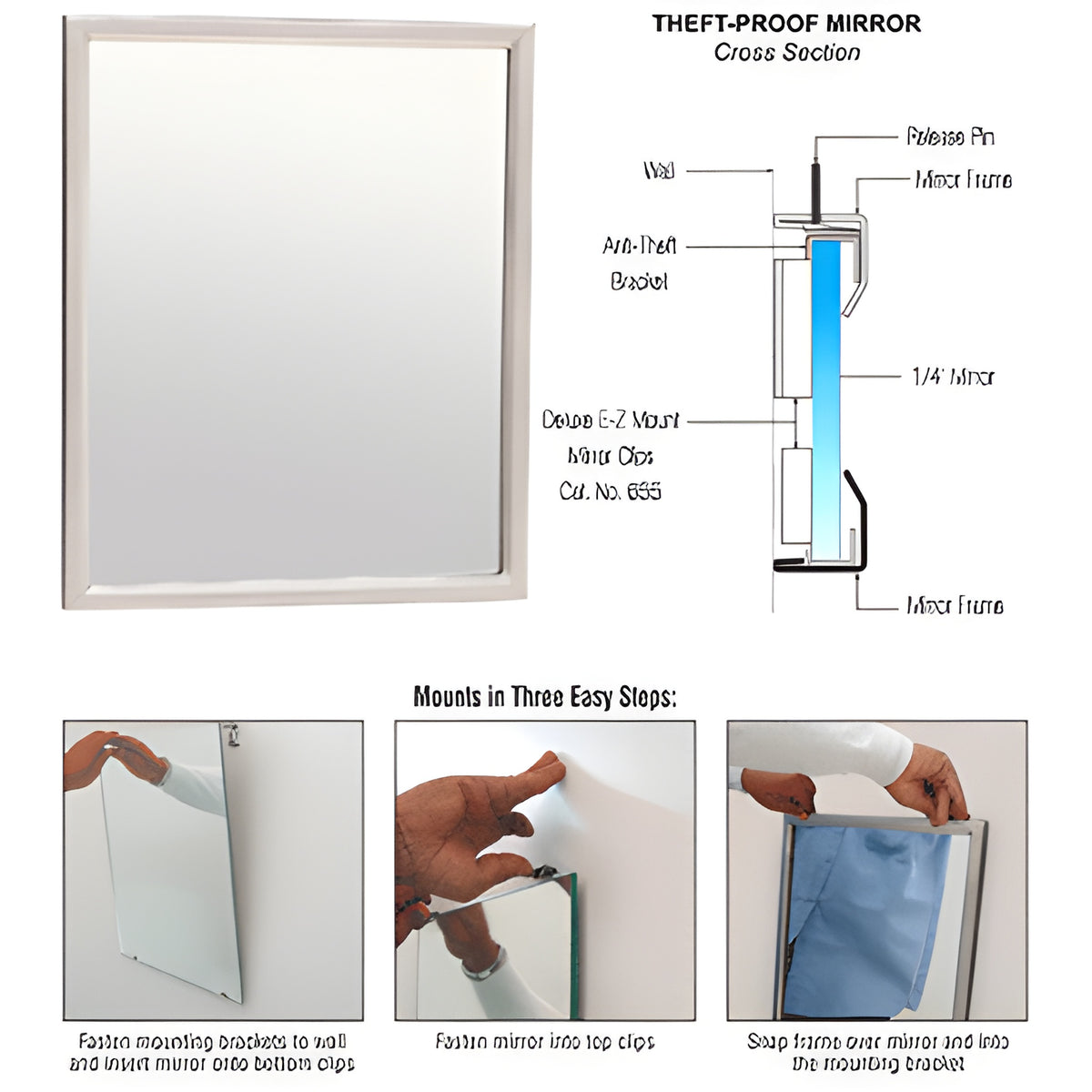 CRL Custom Stainless Steel Theft-Proof Mirror Frame