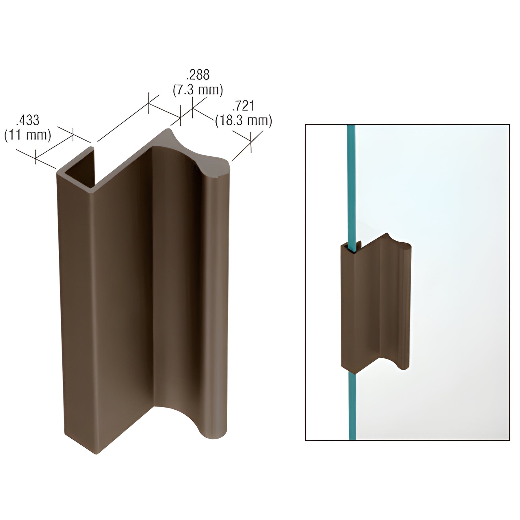 CRL Dark Bronze 3" Aluminum Pull with 7/16" Lip for Sliding Glass and Panel Door