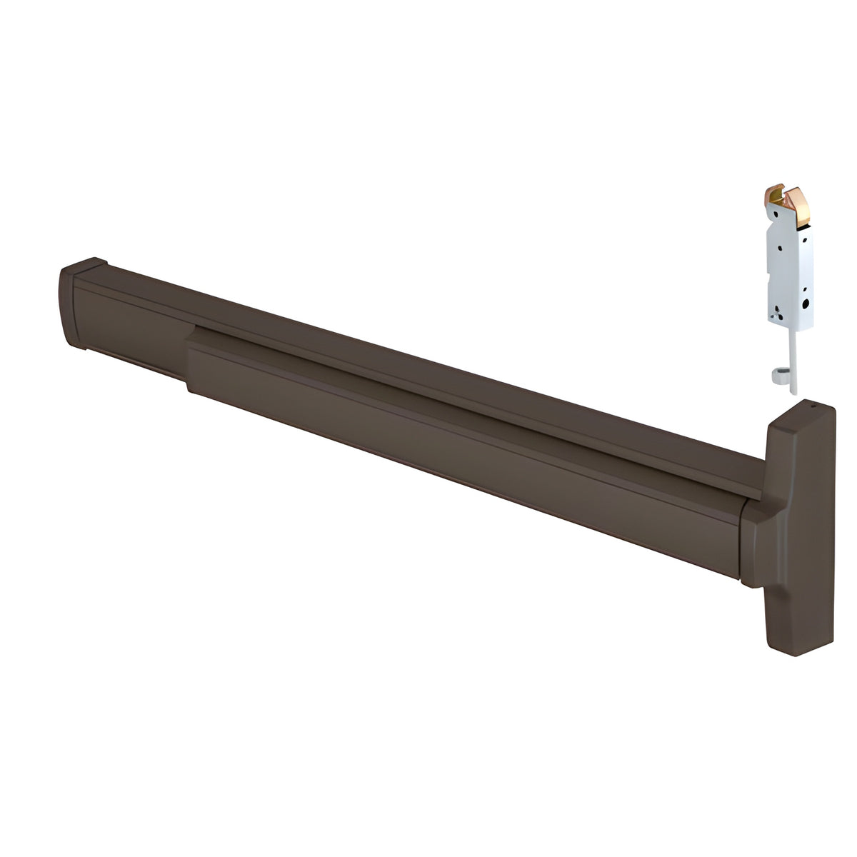 CRL Dark Bronze 36" Jackson® 2085 Push Pad Concealed Vertical Rod Right Hand Reverse Bevel Panic Exit Device