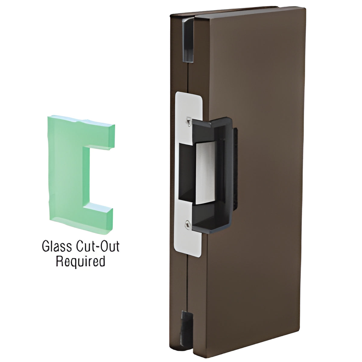 CRL Dark Bronze 4" x 10" RH/LHR Custom Center Lock Glass Keeper With Deadlatch Electric Strike