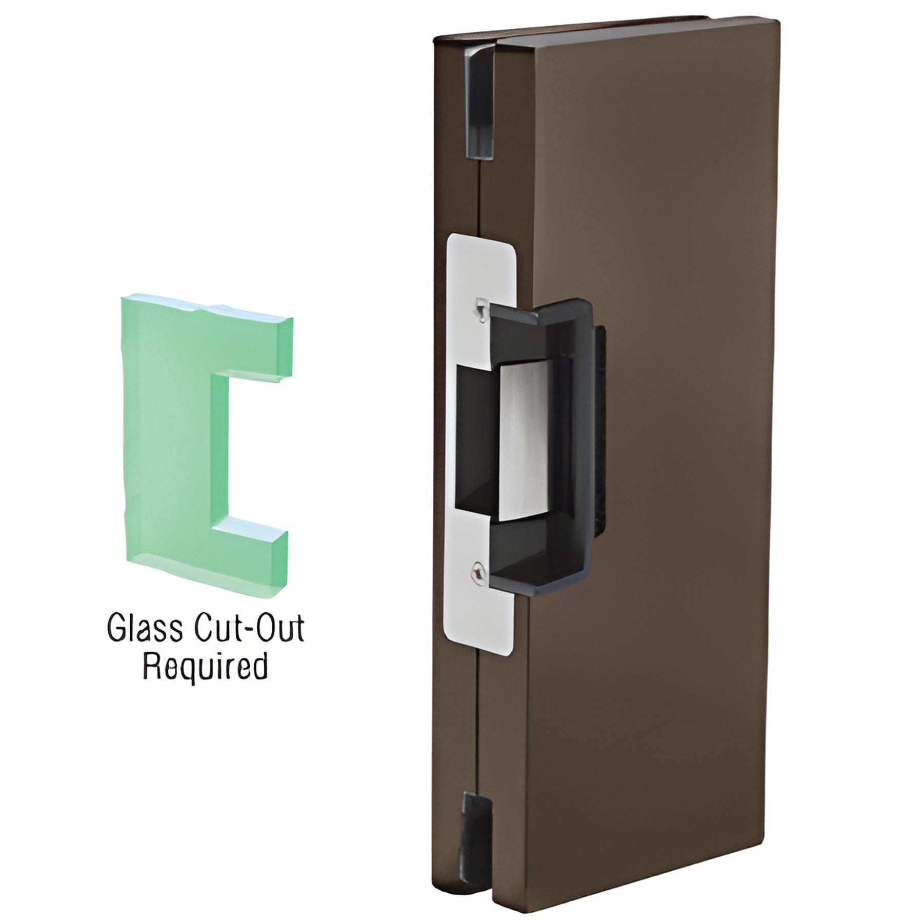 CRL Dark Bronze 4" x 10" RH/LHR Custom Center Lock Glass Keeper With Deadlatch Electric Strike