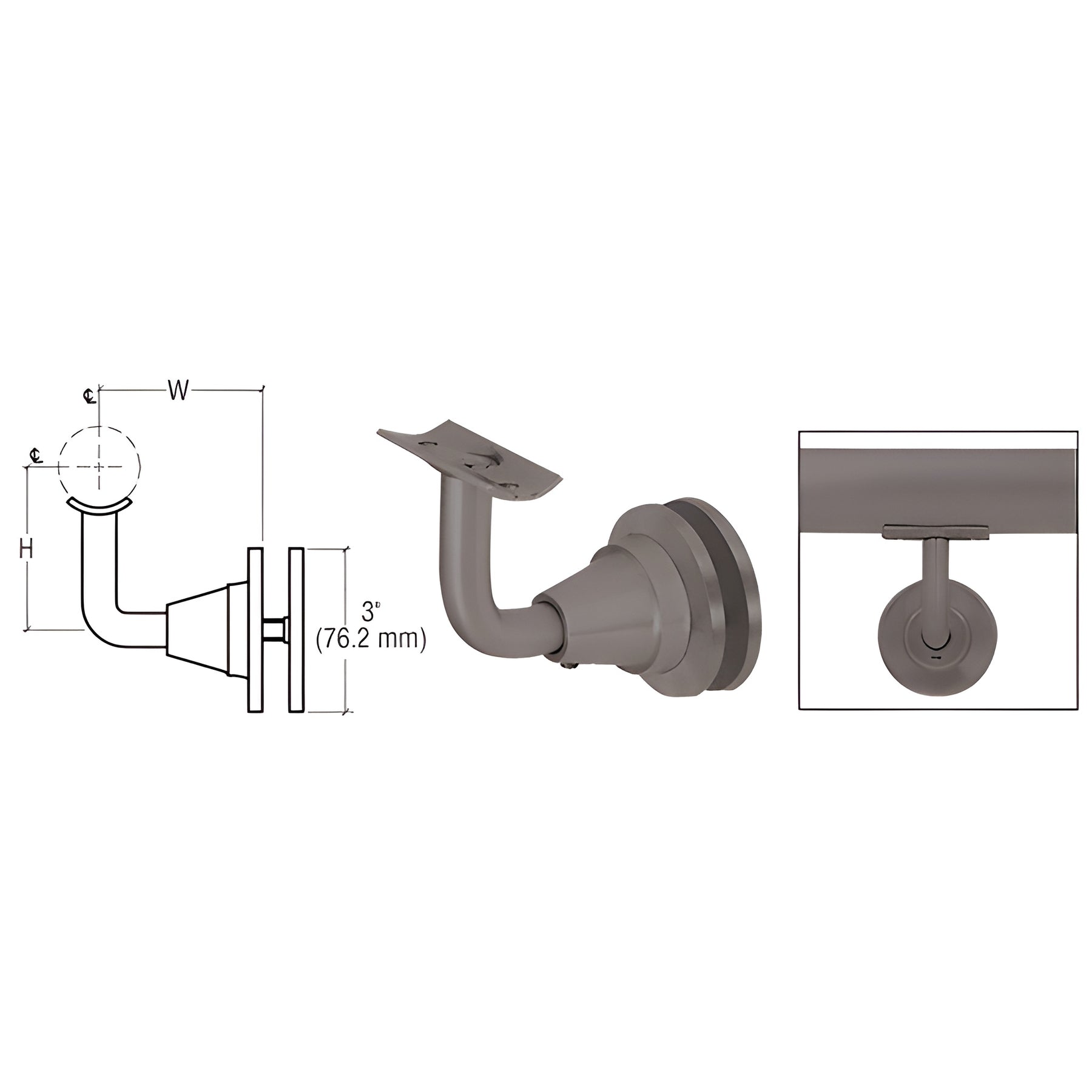 CRL Dark Bronze Anodized Aluminum Newport Series Glass Mounted Hand Rail Bracket