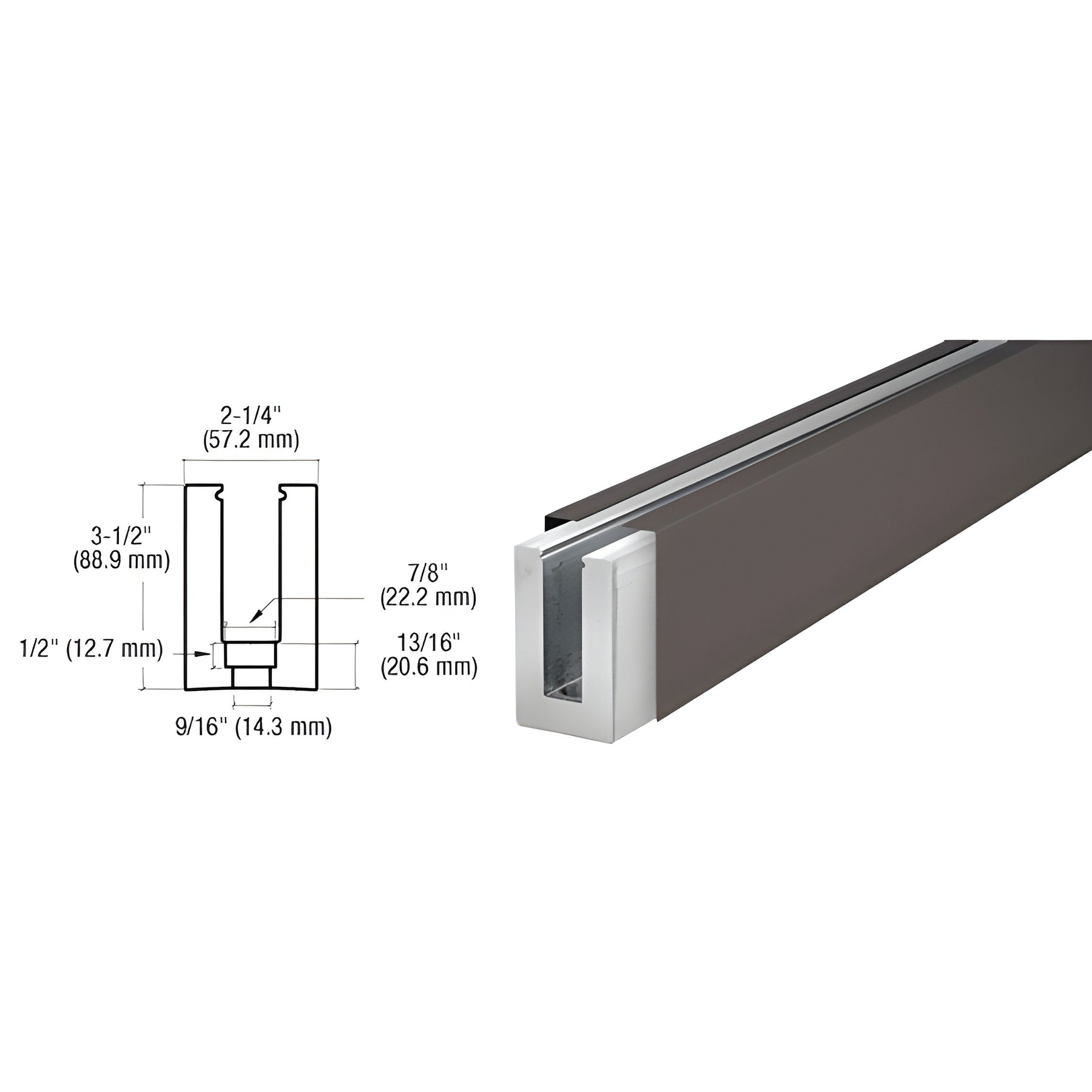 CRL Dark Bronze Anodized Custom B5L Low Profile Shoe Drilled for 1/2" to 5/8" Glass