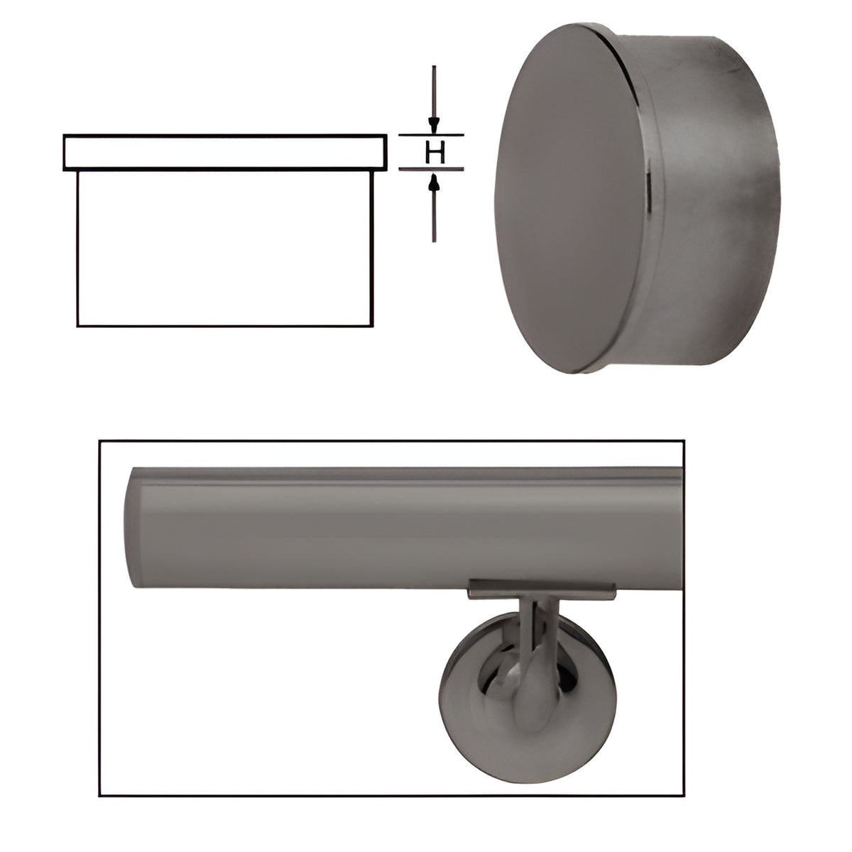 CRL Dark Bronze Anodized End Cap for 1.9" Cap Railing