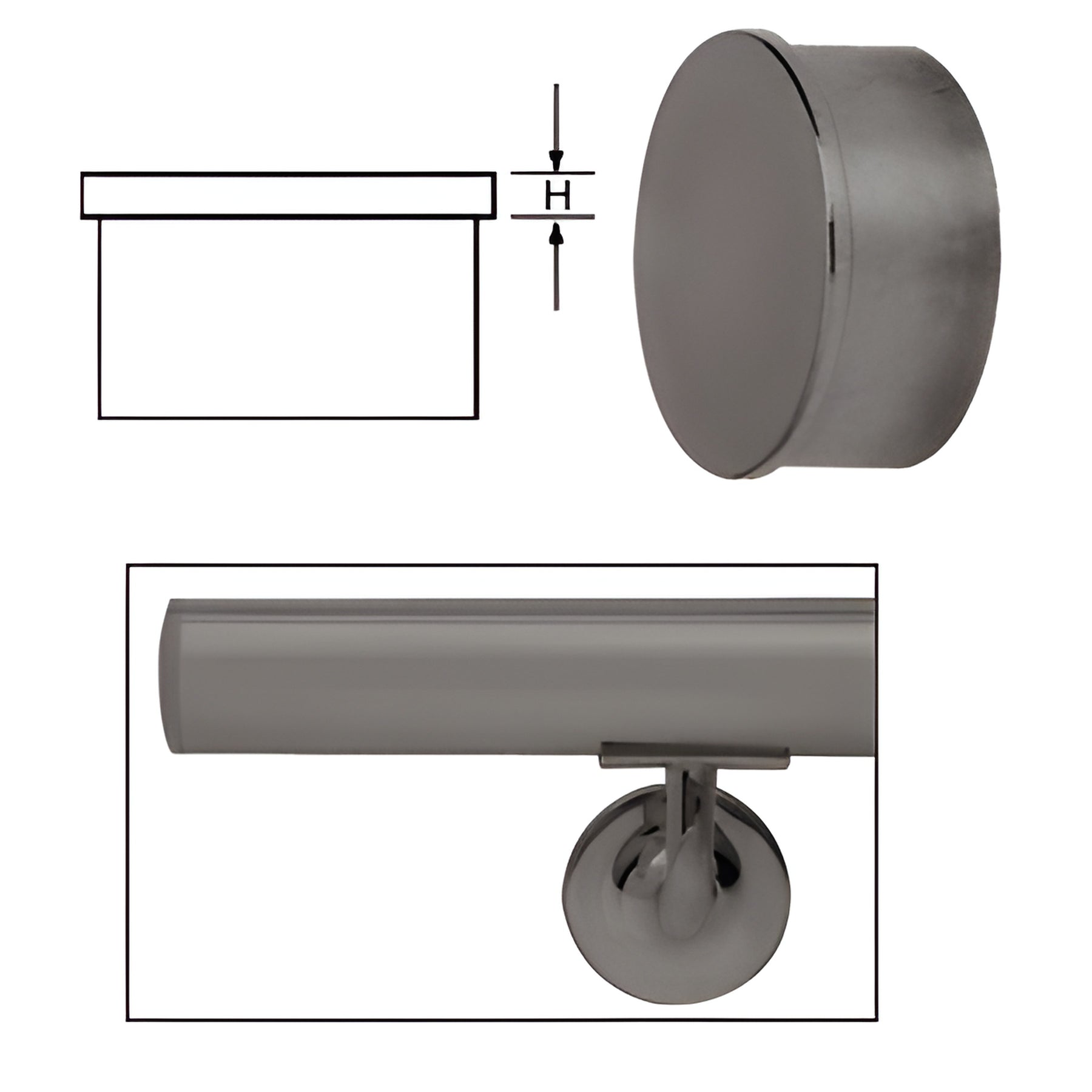 CRL Dark Bronze Anodized End Cap for 1.9" Cap Railing