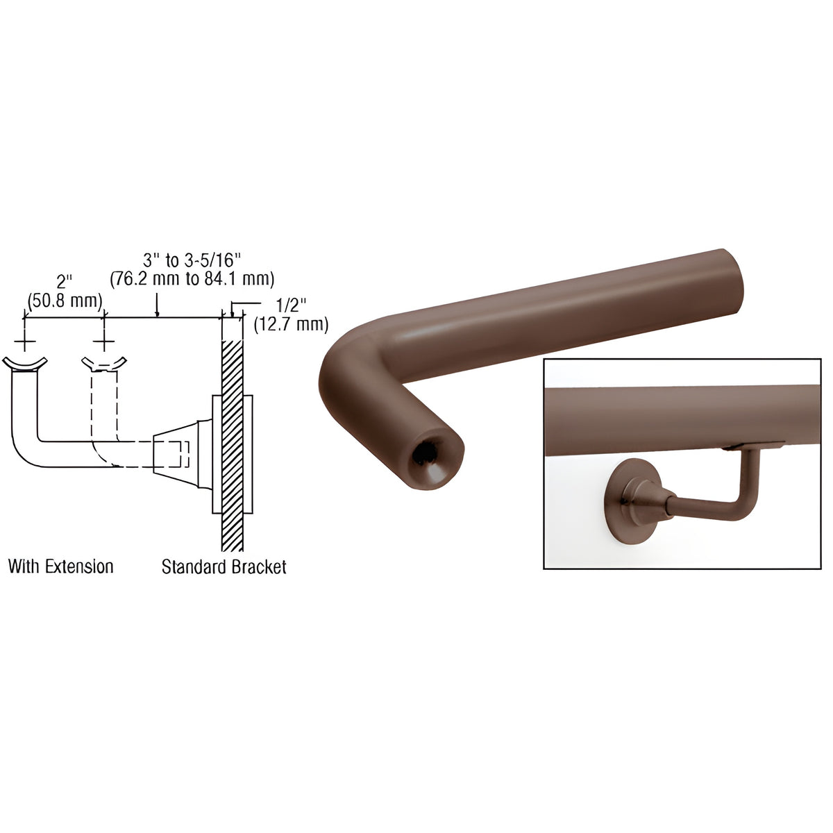 CRL Dark Bronze Anodized Newport Series Extension Arms for HR2D Series Brackets