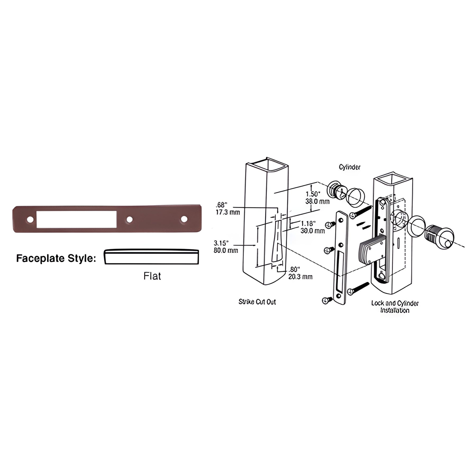 CRL Dark Bronze Flat Faceplate for DL2110 Series Long Throw Deadlocks