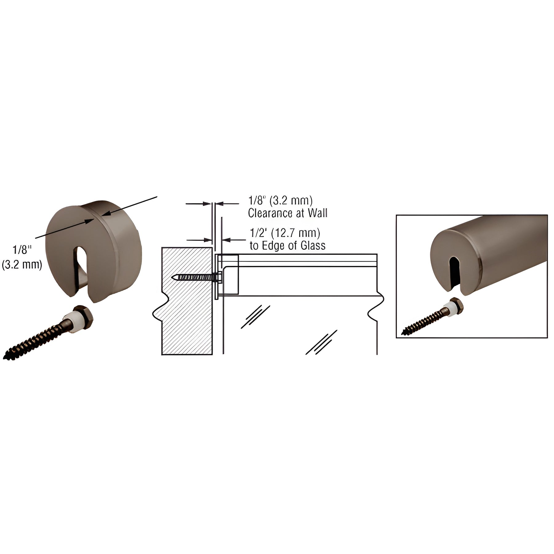 CRL Dark Bronze Stabilizing End Cap for 2-1/2" Cap Railing