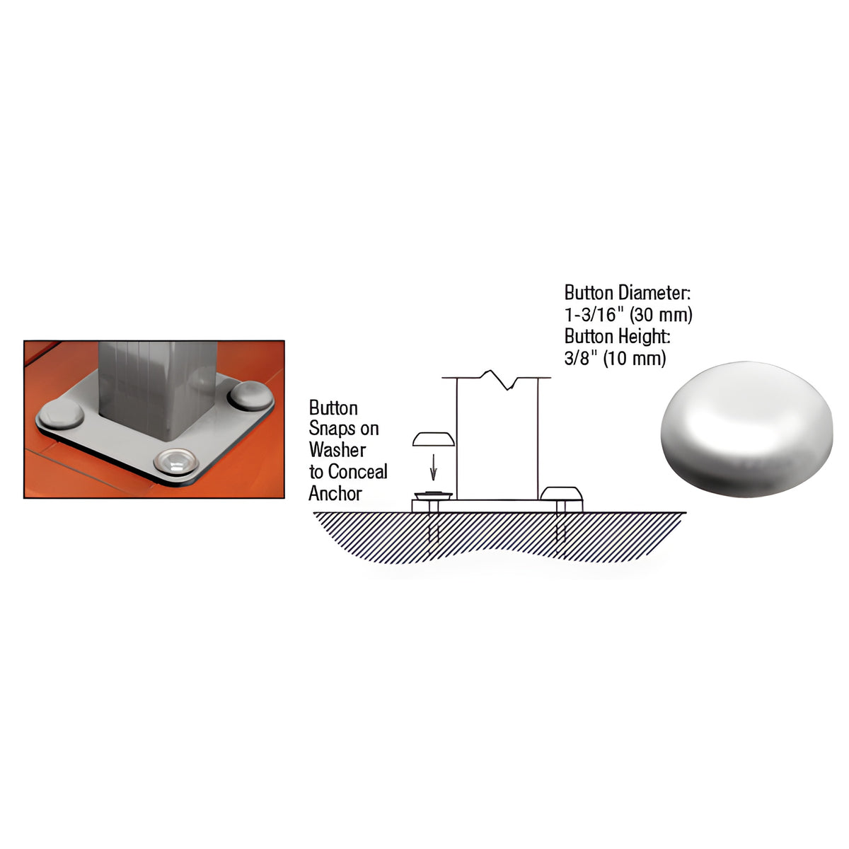 CRL Dark Silver Color Match Bolt Cover Buttons
