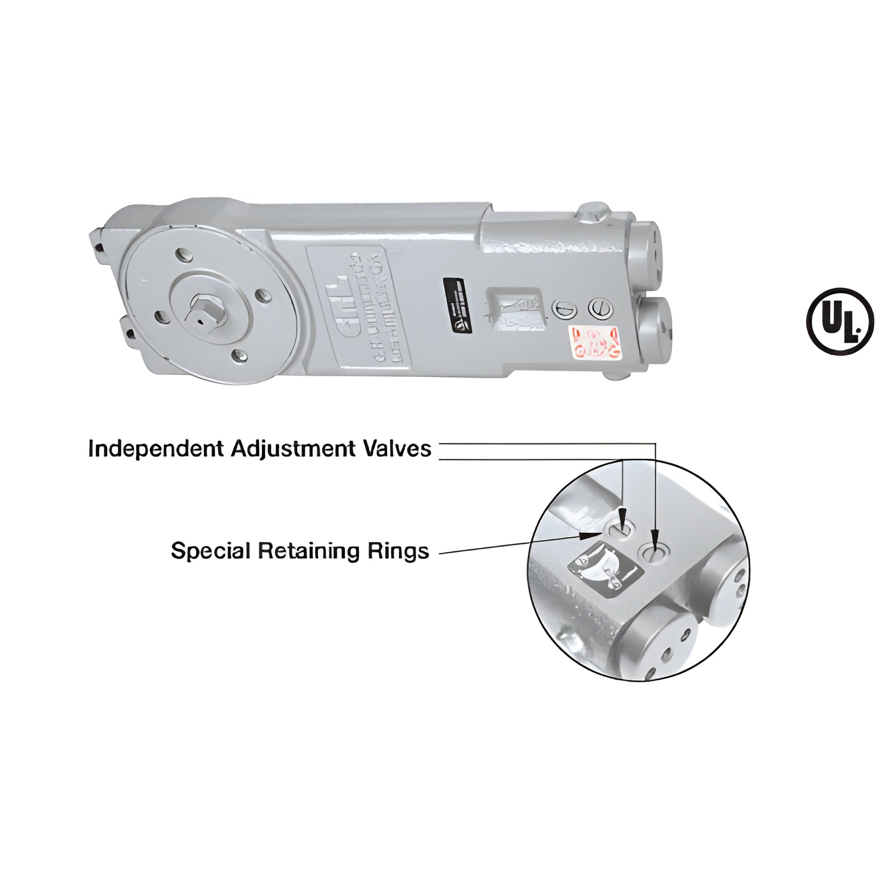 CRL Diamond Style Spindle Medium Duty 105º Hold Open Retrofit Overhead Concealed Closer Body Only