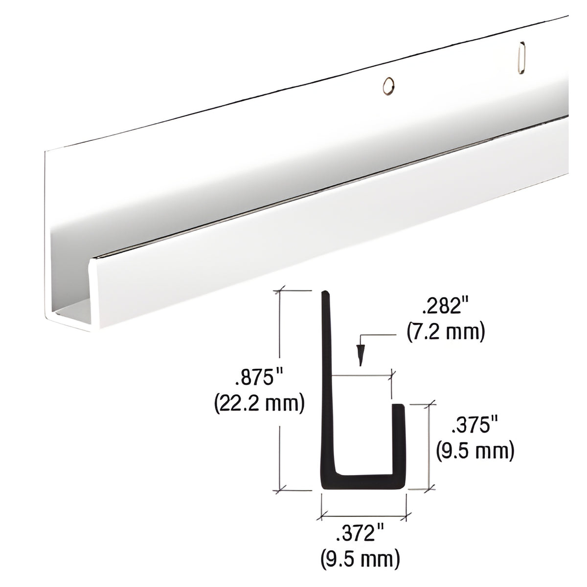 CRL Dipped Polished Brite Anodized 1/4" Standard Aluminum J-Channel
