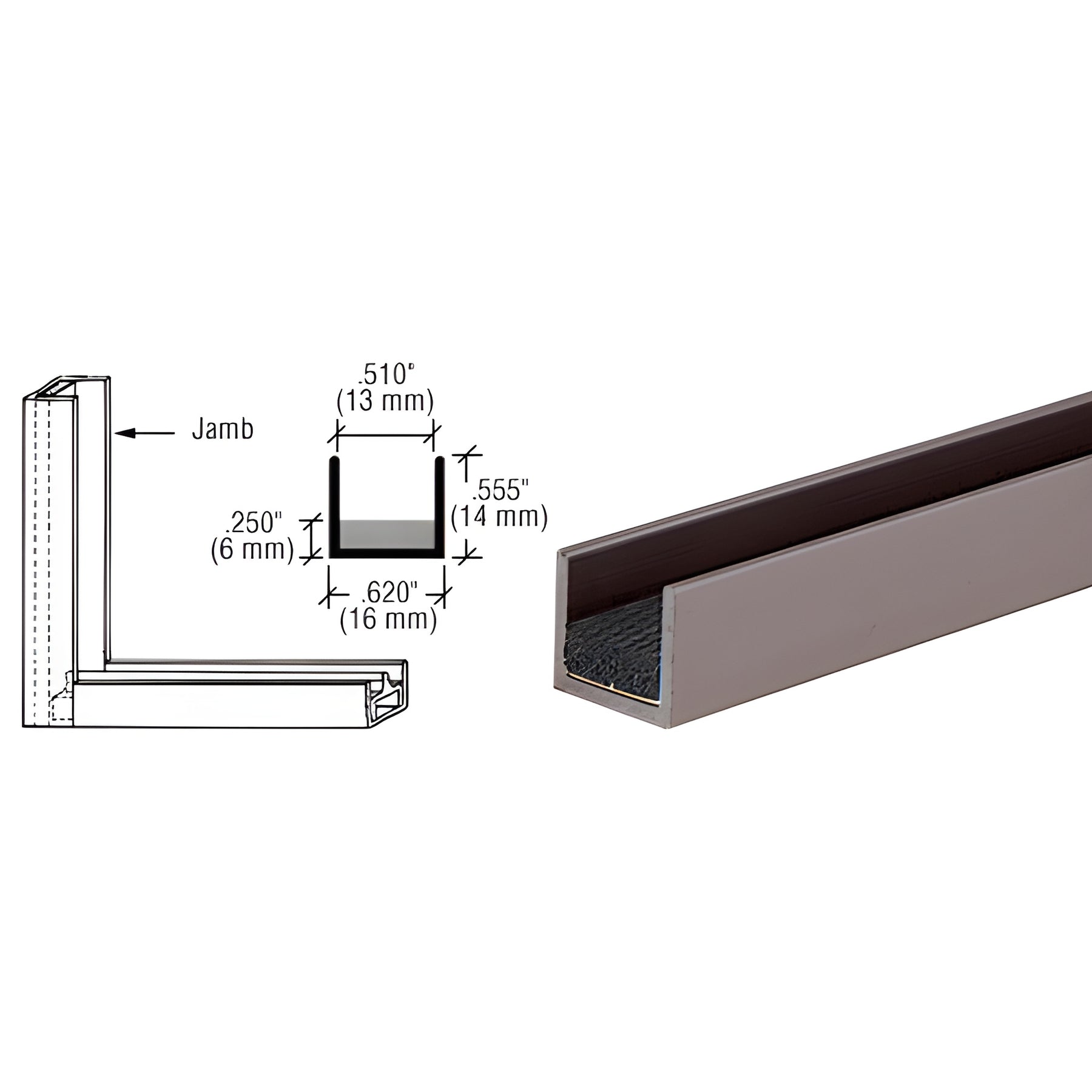 CRL Duranodic Bronze Anodized Aluminum Single Jamb with Sponge Rubber Lining